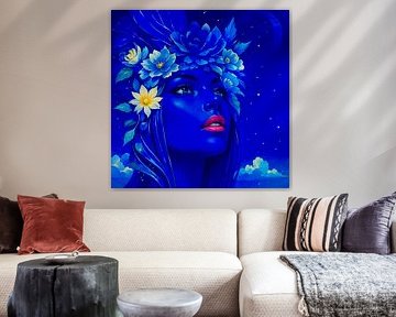 Vrouw in blauw van nachtfarbenart
