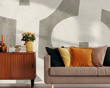Abstrakte Formen in Taupe und Weiß