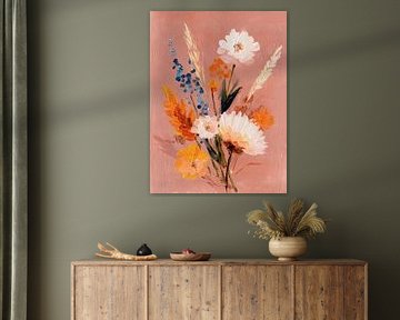 Veldbloemen op Roze