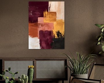 Abstract in Burgundy en Oker van Gypsy Galleria