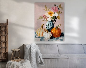 Pompoenen met Bloemen