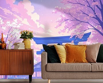 Anime Torii Poort Kersenbloesem Japan Lofi