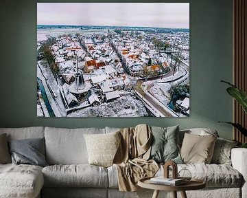 Luchtfoto van Hattem tijdens een koude winterochtend van Sjoerd van der Wal Fotografie