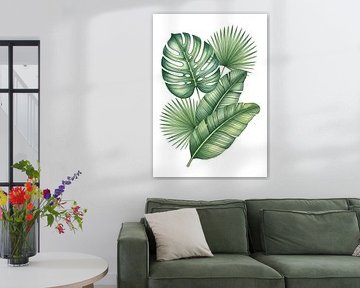 Aquarel illustratie van tropische bladeren