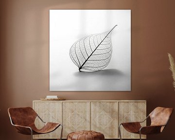 Blad met skelet op witte achtergrond