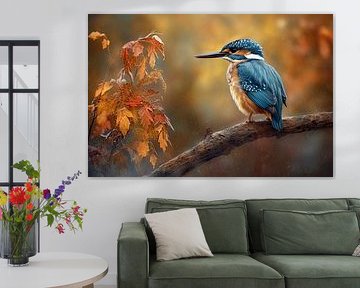 Kingfisher - Colorful Bird Painting for Interior by Joriali photography and paintings