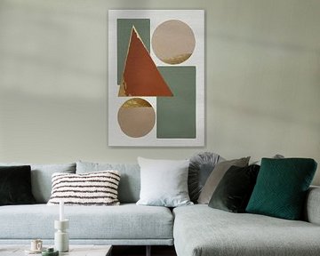 Geometrische Formen mit goldenen Akzenten auf weißem, strukturiertem Hintergrund von Markus Gann
