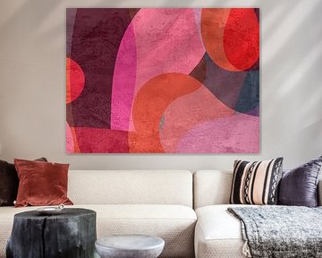 Abstracte organische vormen in roze, oranje, taupe van Dina Dankers