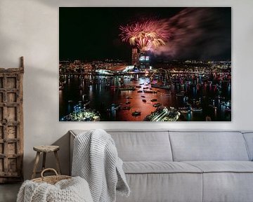 Vuurwerkshow SAIL Amsterdam 2025 met ADAM Toren en Het Ij van Renzo Gerritsen