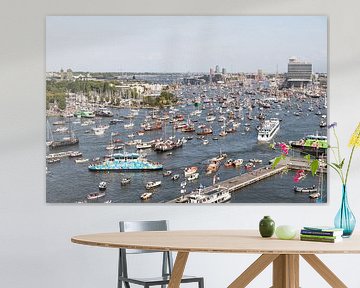 View of SAIL Amsterdam 2025, river IJ with GVB ferry