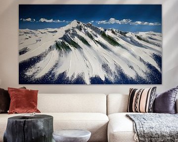 Een expressionistisch bergpanorama van Frank Heinz