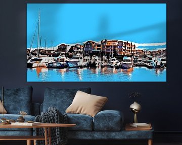 Bateaux dans la marina de Harbour Island à Gordons Bay mixed media