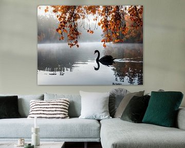De zwarte zwaan in de herfstnevel - De zwarte zwaan in de herfstnevel