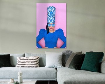 Modern Delft Blue - woman in pop-art style by Kleurenrijk