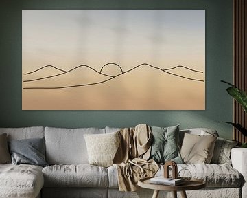 Illustration von Hügeln und Sonne mit Farbverlauf Hintergrund