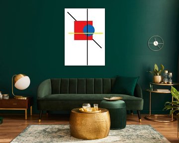 Abstrakte Komposition mit Quadrat, Kreis und Linien von Markus Gann