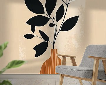 Terracotta Vase with Leaf Silhouette by Studio BB