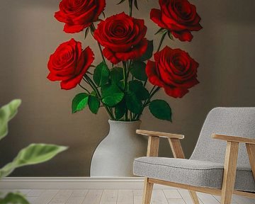 Minimalistische Eleganz mit roten Rosen