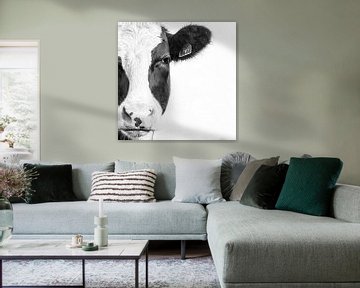 Kuh-Portrait in Schwarzweiß von Heleen van de Ven