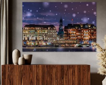 Schneeflocken auf  dem Hamburger Weihnachtsmarkt von ahafineartimages