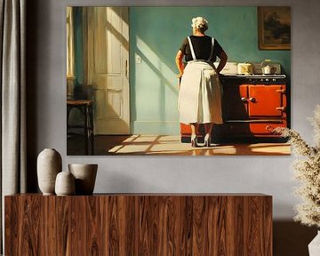 De oude dame bij het fornuis van Skyfall