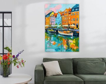 Peinture à l'huile du port de Copenhague sur Niklas Maximilian