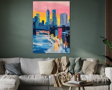 New York Brooklyn Bridge Pastel van Niklas Maximilian