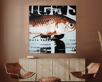 Fish on newsprint, goldfish by Muurbabbels Typographic Design