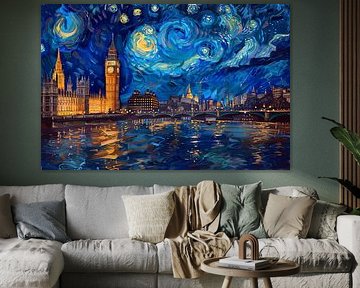 London Sterrennacht Schilderij van ARTemberaubend