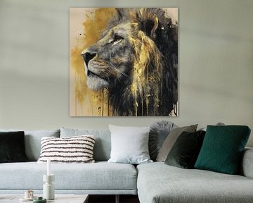 Löwe in Gold und grau