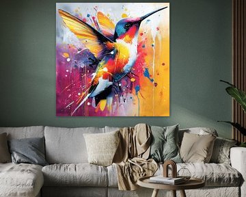 Kleurrijk kolibrie-schilderij van ARTemberaubend