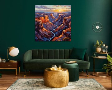 Canyon's laatste licht: De reis van een rivier door de grootsheid van een zonsondergang van Artistic