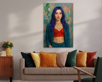 Crimson & Cobalt - Modern Portrait