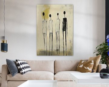 Black and white abstract figures | Abstract people in black and white by Art Whims