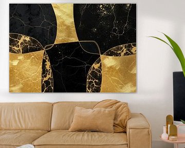 Abstracte zwart-gouden geometrische compositie