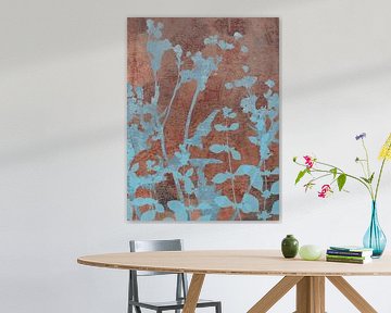 Romantic botanicals in cobalt and rusty brown by Dina Dankers