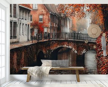 Brugge Brug -  Romantisch Stadsgezicht van Joriali Fine Art