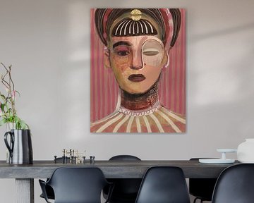 Bea - portret roze achtergrond van Studio Gjil