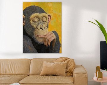 Monkey Yellow | Monkey in Gold Background sur Collection Moderne