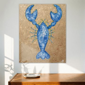 Blauwe kreeft op goud