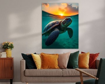 Calm swimmer in the evening light by Jean Pierre