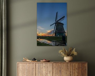 Windmill "de Kathammer" during sundown von Jack Koning