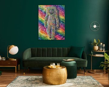 Astronaut in het Universum van Kleuren van Suzette Bakker