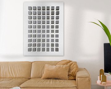 Geometrische Zusammenfassung von Holzblöcken auf Beton - grau