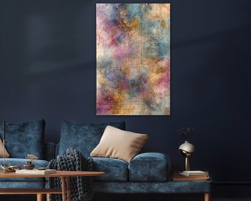 Dromerig paars abstract schilderij met gouden gloed