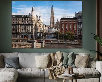 Uitzicht Suikerrui en Onze-Lieve-Vrouwekathedraal Antwerpen van Volt