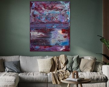 Paars blauw abstract schilderij met diepte en luxe van Joriali Abstract