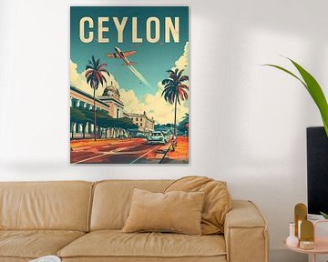 Ceylon Getaway: Tropical Retro Travel Poster