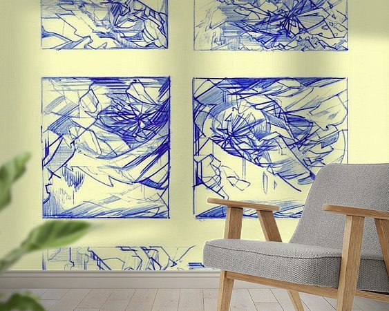 Voorbeeld van het werk in een kamer