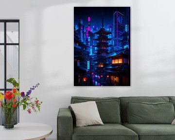 Kyoto Japon Pagode Cyberpunk Anime